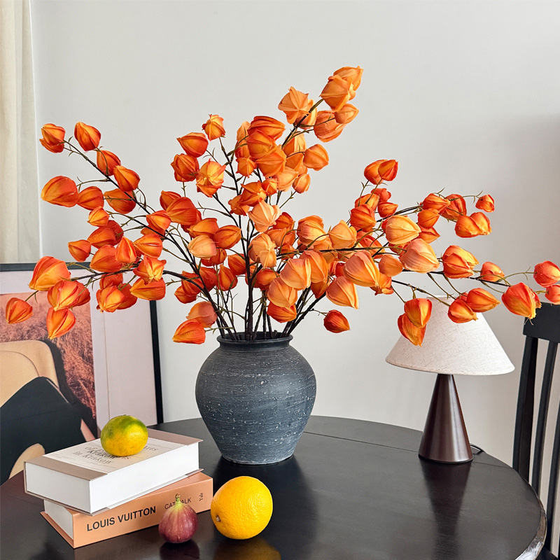 Wedding Floral Supply - 人工1mランタンフラワーブランチ ウェディングフラワー素材 パーティーイベント用品 寝室テーブル花瓶装飾 写真撮影用小道具