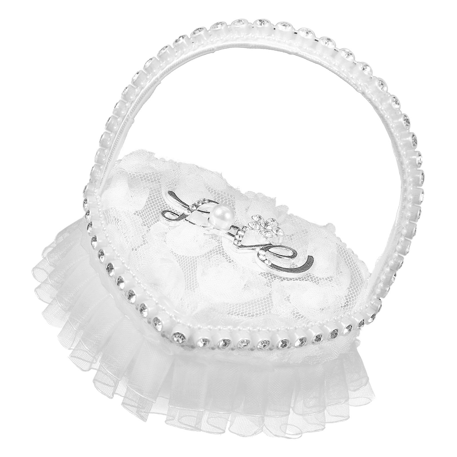 Ring Bearer Pillow - リング、ブライダルクッション、枕、ウェディングベアラー用ハートホルダー、プロポーズ装飾、レースの形、婚約