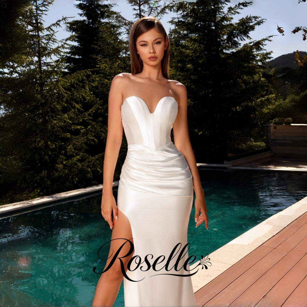 Wedding Qw - ROSELLE エレガント シース ウェディングドレス スイートハート ハイサイド