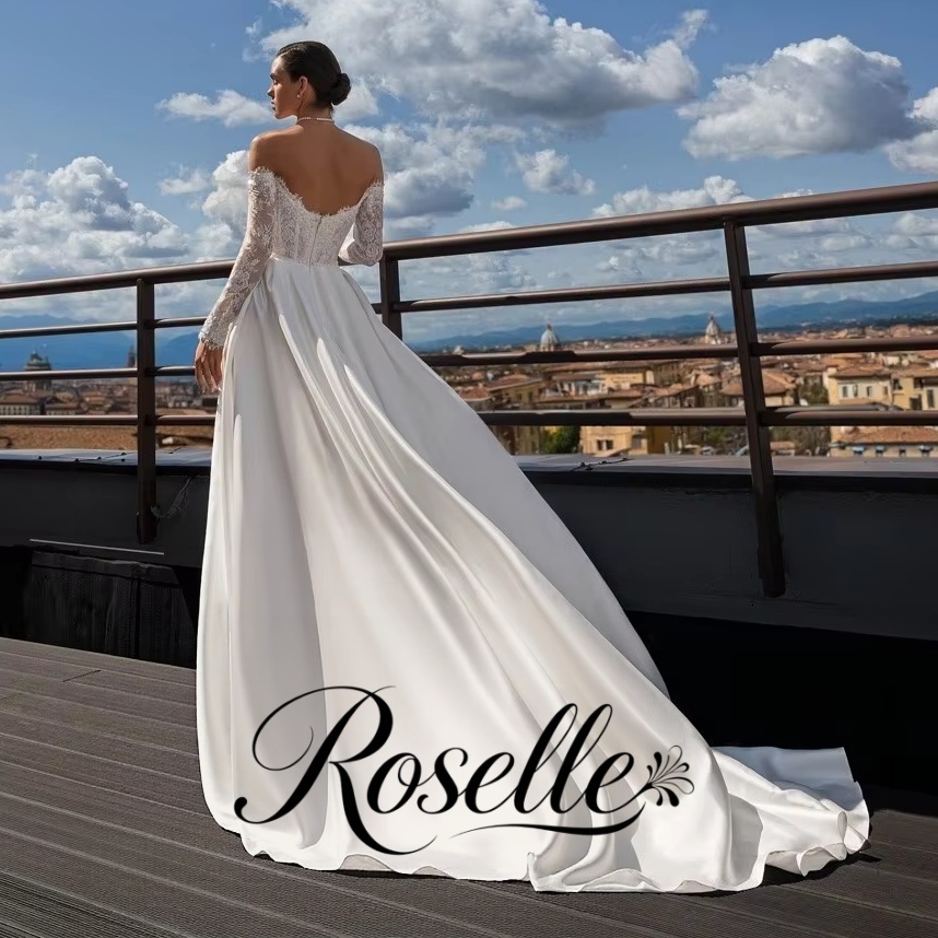 Wedding Qw - ROSELLE レースAラインの上品なウェディングドレス ハイサイドスリット スウィートハート オフショルダー 2026