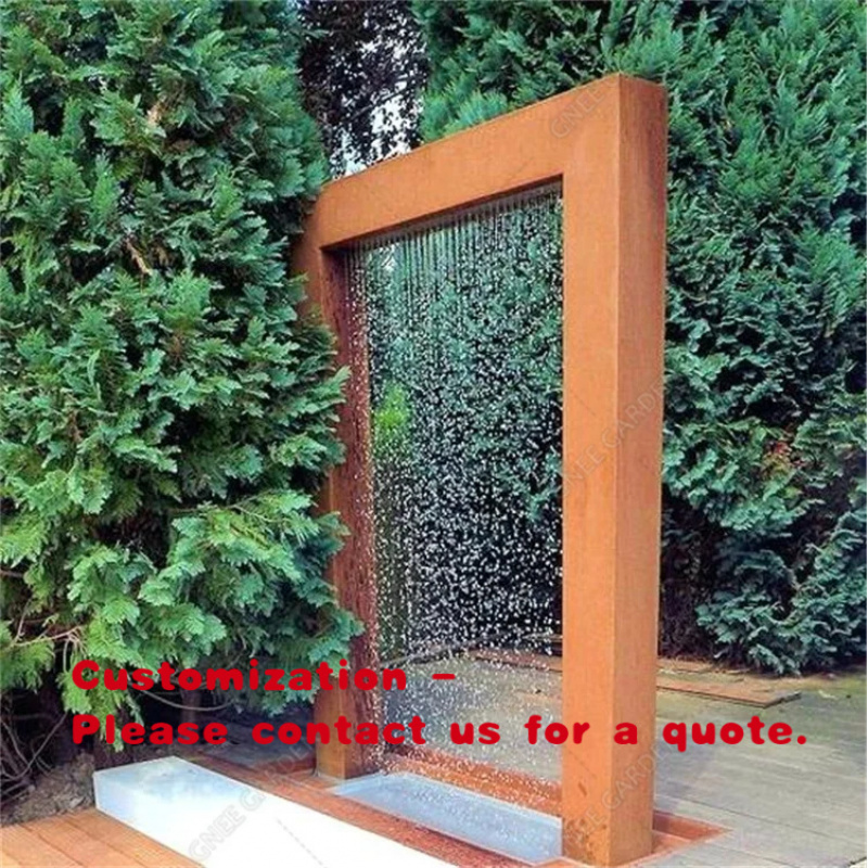 Wedding Fountain - カスタムメイドのモダンラグジュアリー屋外用耐候性鋼製滝噴水カーテンガーデン、特注サイズ、グニー・ラスティ仕上げ