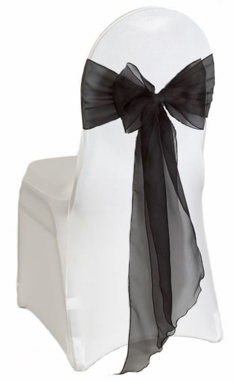 Chair Sash Organza - 新しい椅子弓50ピース/ロット黒オーガンザ椅子サッシ結婚式やイベント用品パーティーの装飾で送料無料