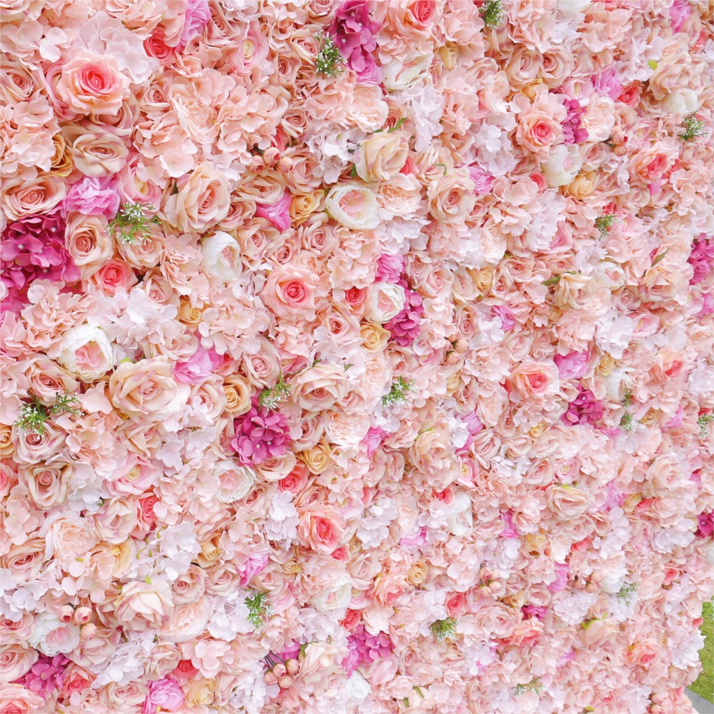 Uflower ピンクローズとアジサイの5D布製フラワーウォ - Wedding Backdrop Curtain のレビューと価格