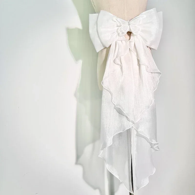 トレーリングボウ光沢のあるシルク二重層ちょう結び取り外し可能 - Wedding Dress Supply のレビューと価格