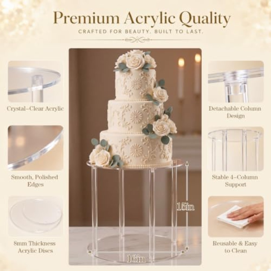 16インチのアクリル製噴水型ケーキスタンド、結婚式用、クリア - Wedding Fountain のレビューと価格