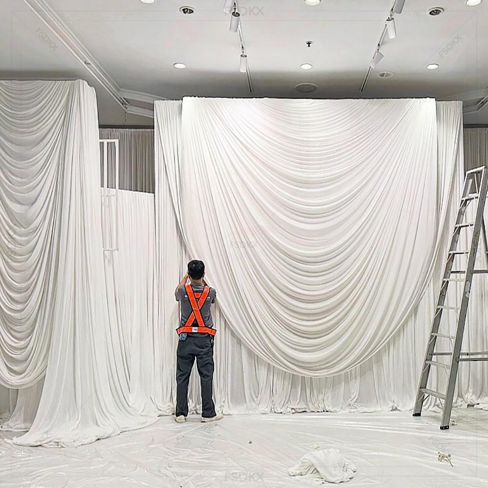 FSDKX 格安 ホワイト アイスシルク生地 ウェディングパ - Wedding Backdrop Curtain のレビューと価格