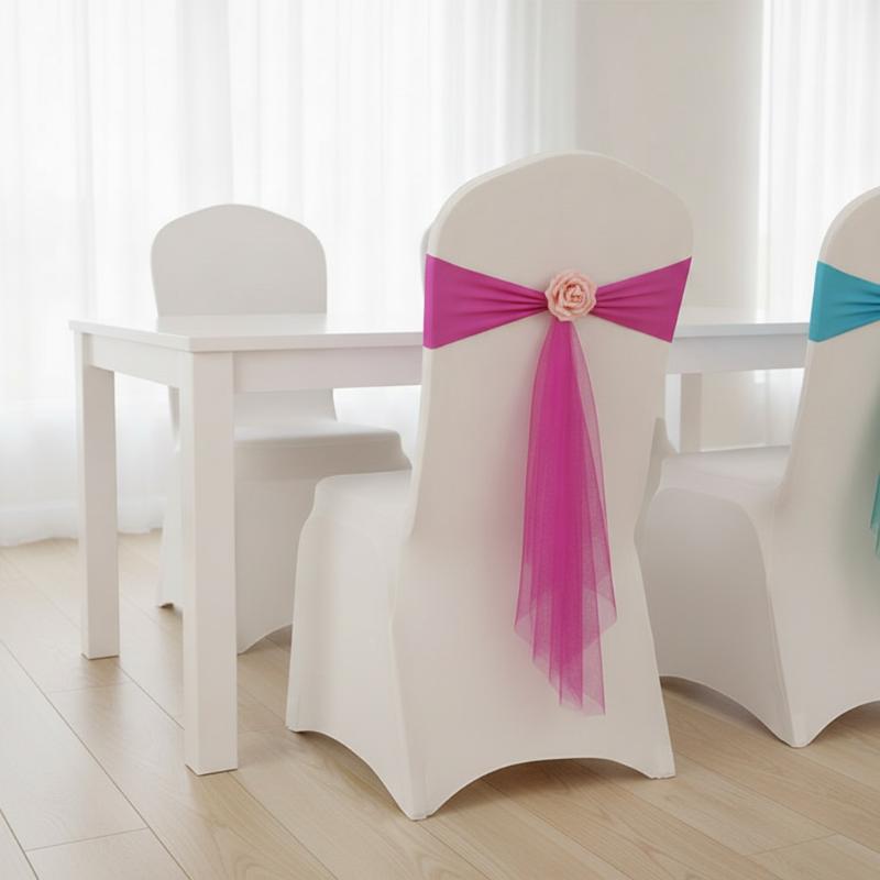 オーガンザチェアサッシュ1枚、フラワースパンデックスオーガン - Chair Sash Organza のレビューと価格