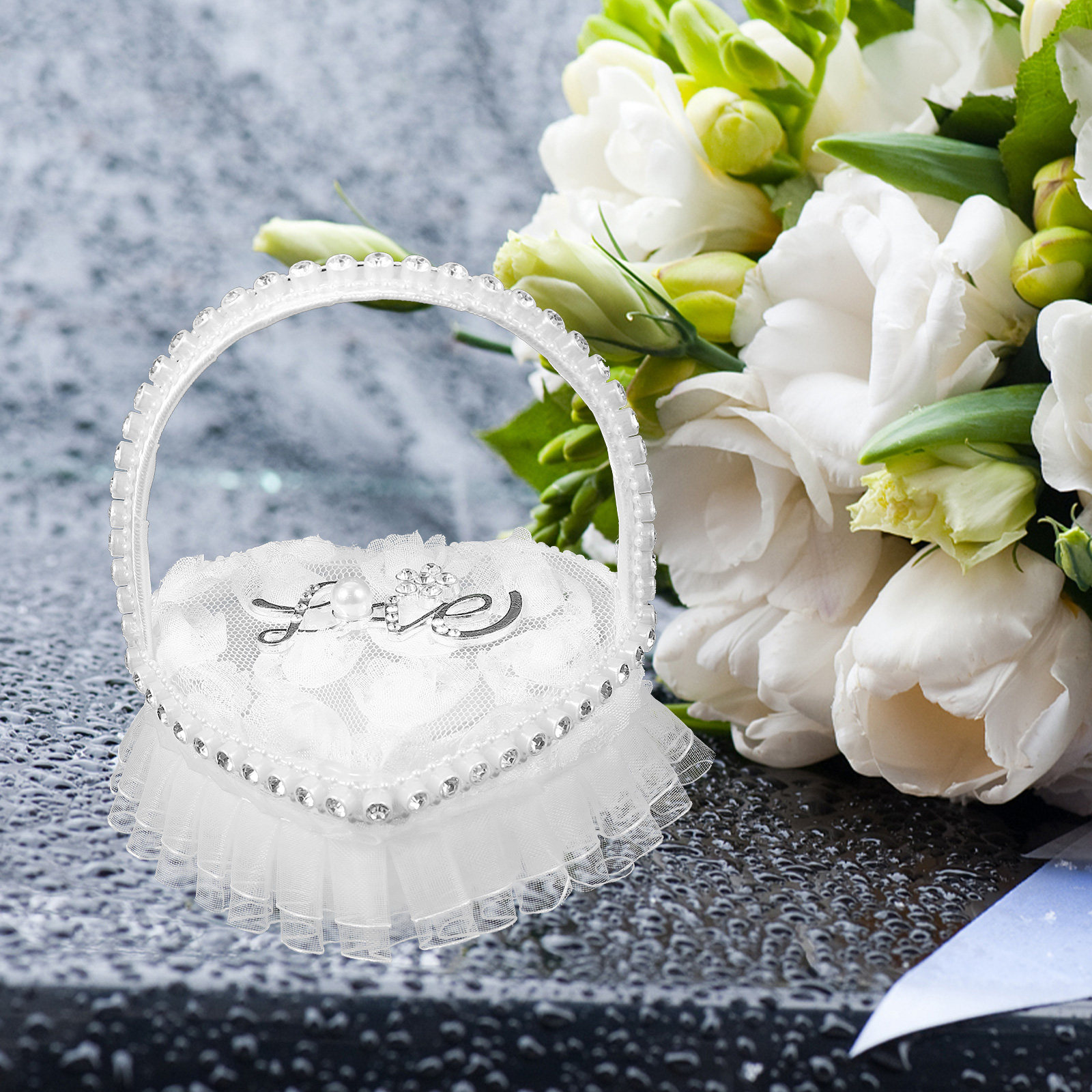リング、ブライダルクッション、枕、ウェディングベアラー用ハー - Ring Bearer Pillow のレビューと価格