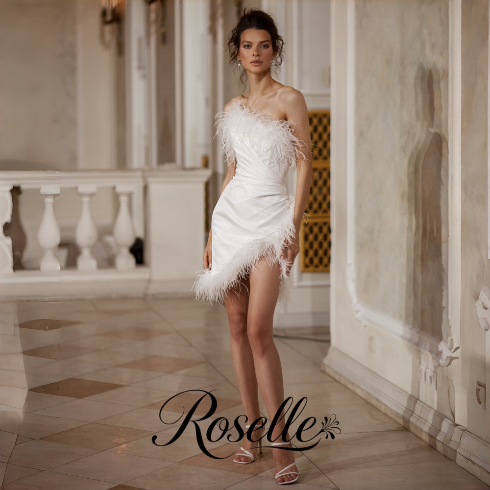 ROSELLE ミニストラップレスシースウェディングドレス羽 - Wedding Qw のレビューと価格