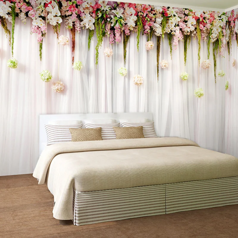 カスタム壁布ファッション花カーテン写真壁画壁紙寝室の結婚式の - Wedding Backdrop Curtain のレビューと価格