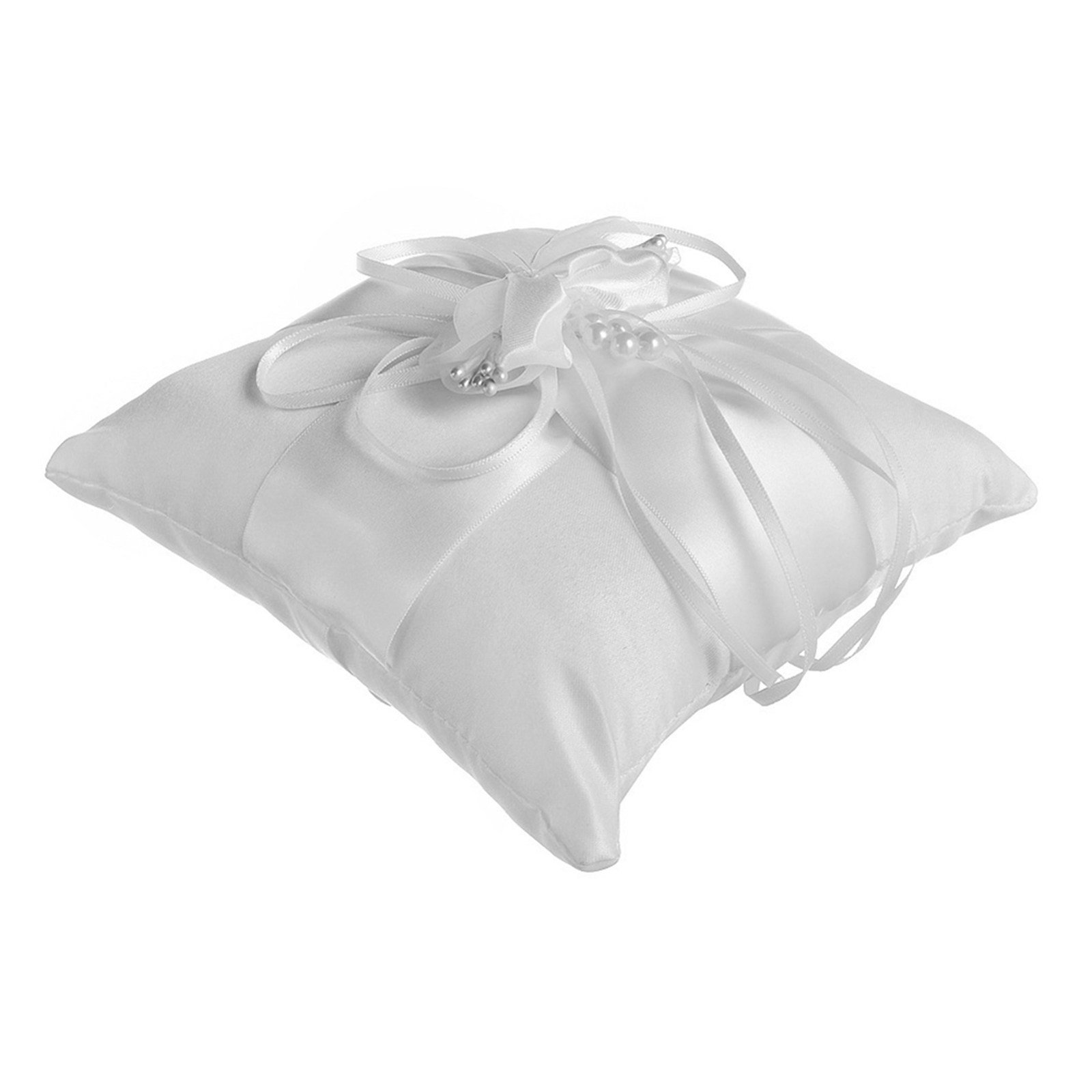 パールフラワーウェディングリングクッション 15x15cm  - Ring Bearer Pillow のレビューと価格
