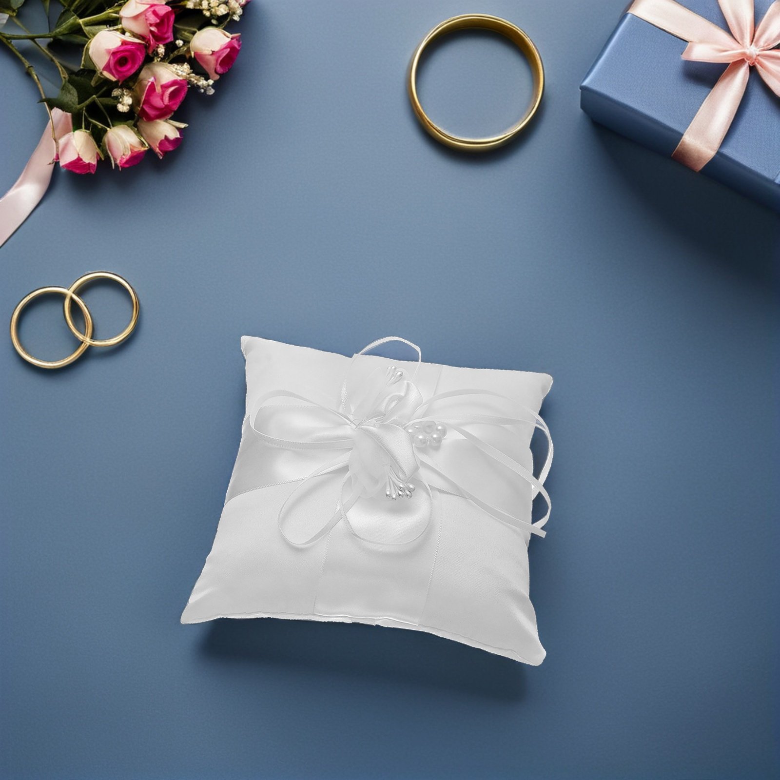 パールフラワーウェディングリングクッション 15x15cm  - Ring Bearer Pillow のレビューと価格