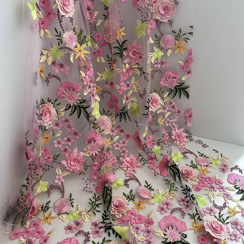 90x130cm 3D花柄刺繍チュールレースメッシュ生地 D - Wedding Floral Supply のレビューと価格