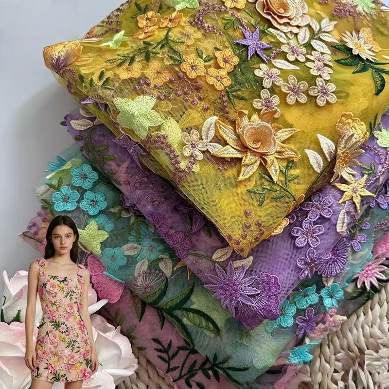 90x130cm 3D花柄刺繍チュールレースメッシュ生地 D - Wedding Floral Supply のレビューと価格