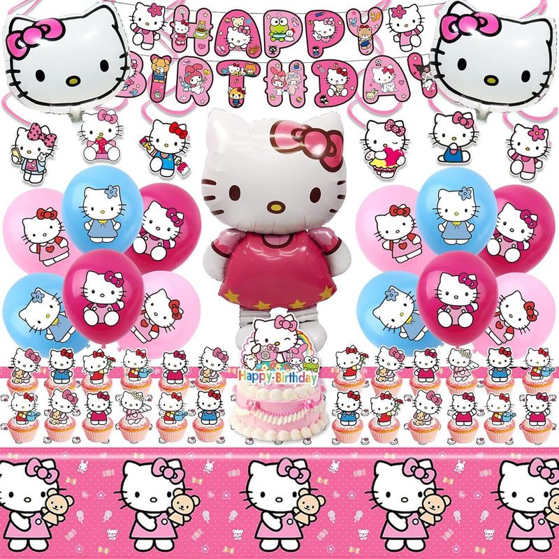 ハローキティパーティーデコレーション：バースデーバナー、ケー - Confetti Balloon Set のレビューと価格