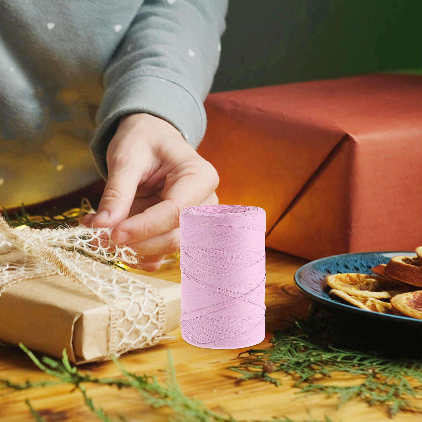 ラフィアペーパーストリング フラットカラー包装リボン 花束ラ - Papercraft Supply Ribbon のレビューと価格