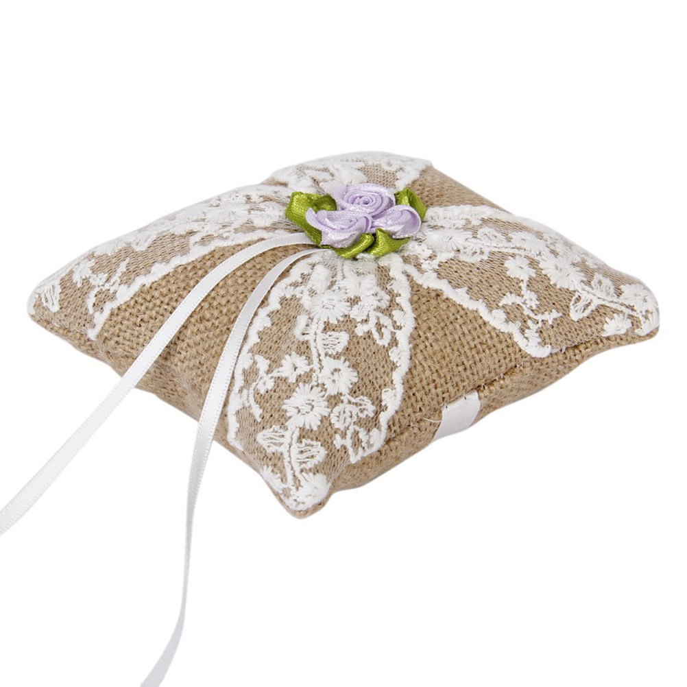 10x10cmのウェディングリングベアラー枕、素朴なブラウン - Ring Bearer Pillow のレビューと価格