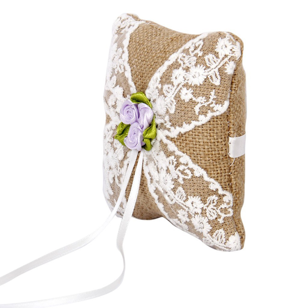 10x10cmのウェディングリングベアラー枕、素朴なブラウン - Ring Bearer Pillow のレビューと価格
