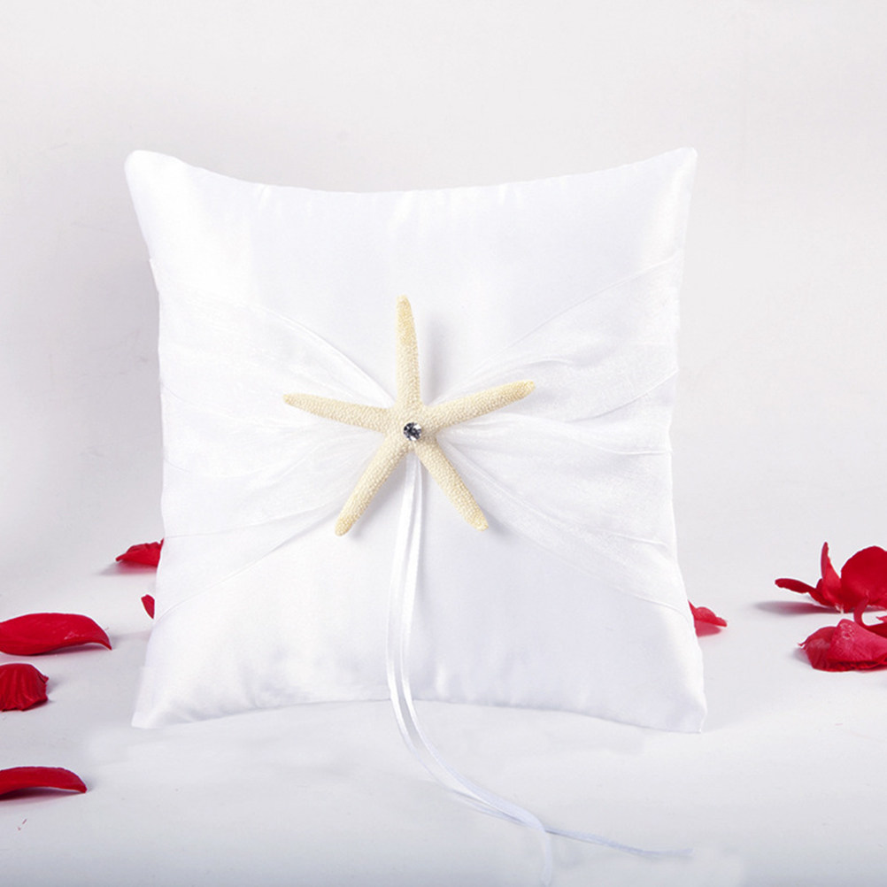 ロマンチックなヒトデのウェディングリングピロー、オーシャンテ - Ring Bearer Pillow のレビューと価格