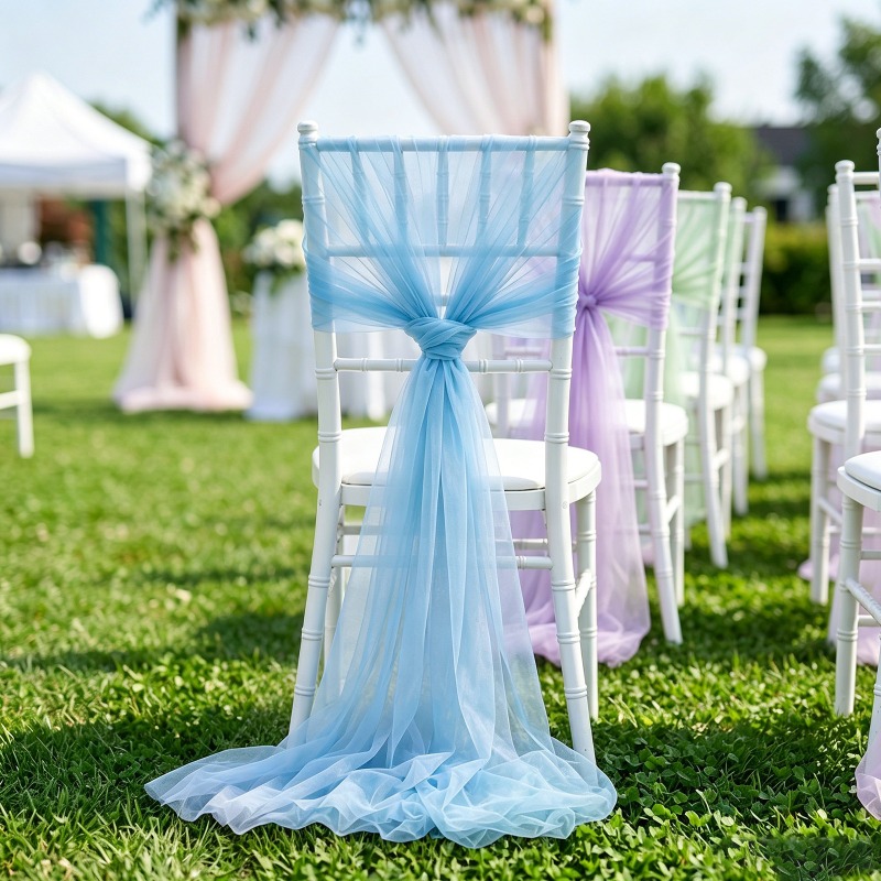 ロマンチックなスイスチュール生地ロール、椅子装飾用、シアーな - Wedding Ceremony Supply のレビューと価格