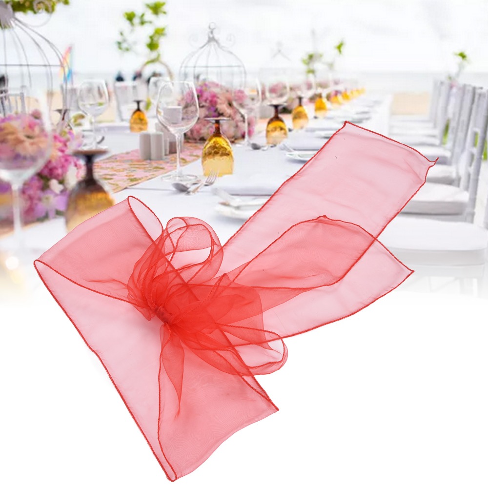 10 個青、赤、黄、紫のオーガンザ結婚式の椅子サッシュオーガ - Chair Sash Organza のレビューと価格