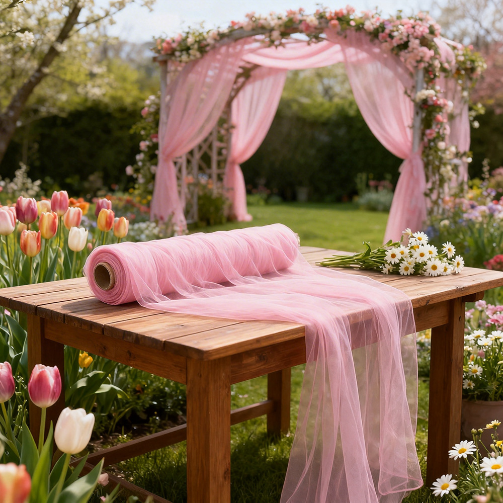 特大セミ透明チュールガーゼドレープ、屋外結婚式、フェスティバ - Wedding Backdrop Curtain のレビューと価格