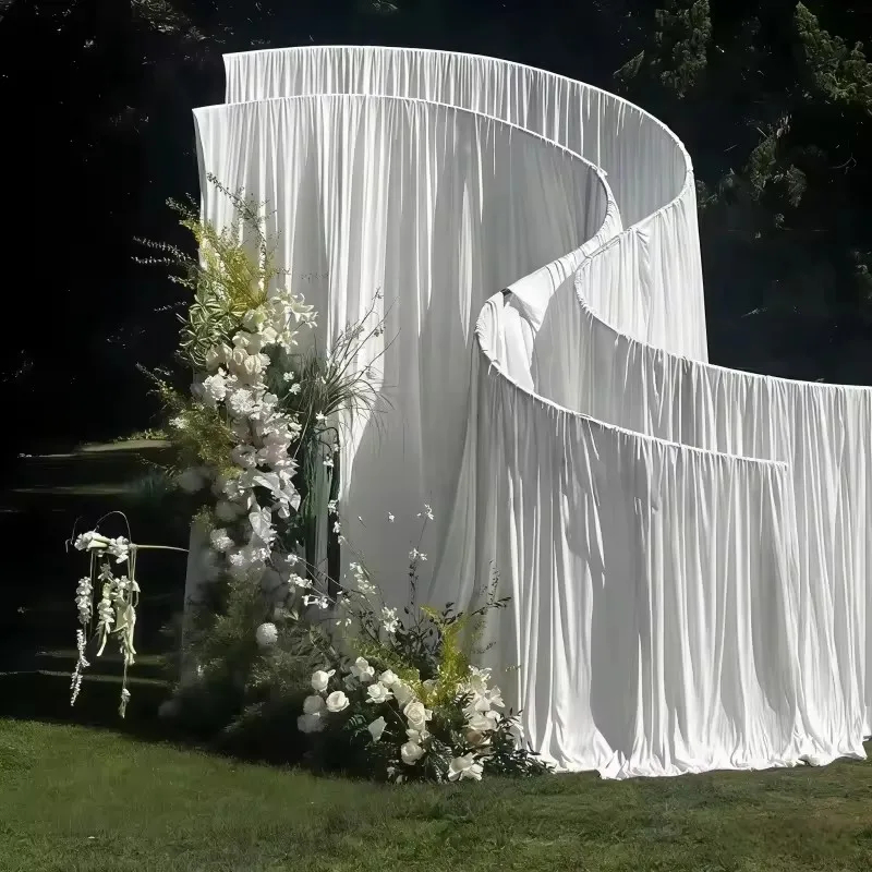 S字型ウェディングステージ背景幕 花のアーチ型背景幕 ウェル - Wedding Backdrop Curtain のレビューと価格