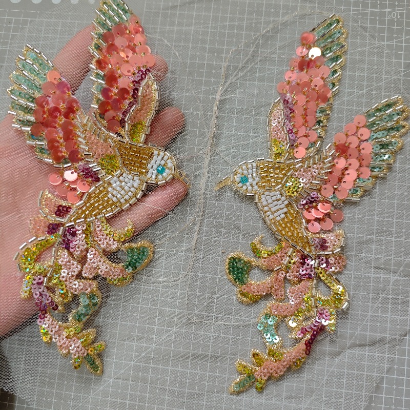 1組の新作ビーズ刺繍鳥飾りアクセサリー、花嫁のウェディングド - Wedding Dress Supply のレビューと価格
