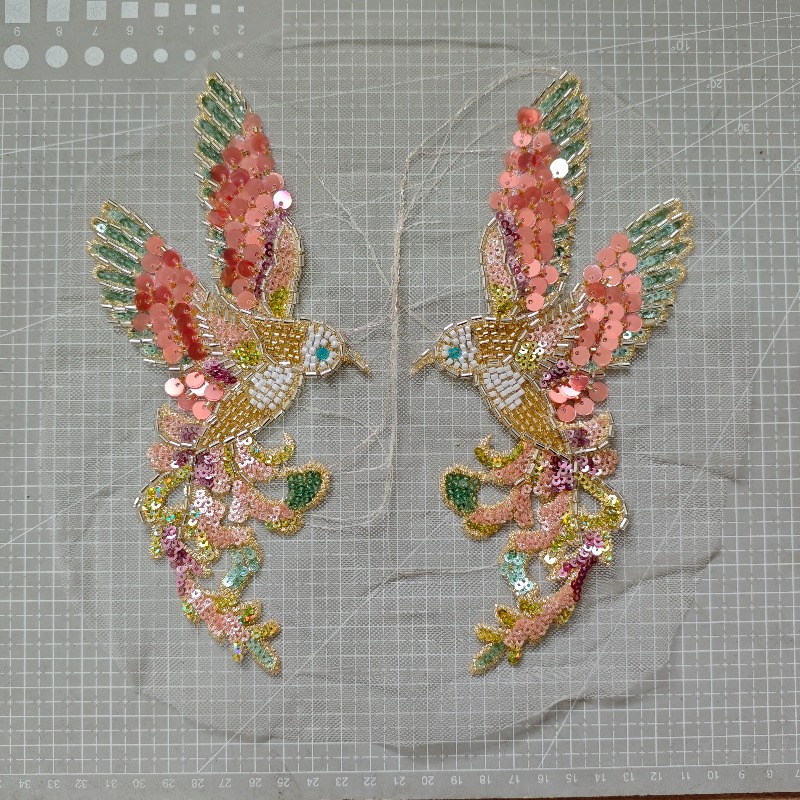 1組の新作ビーズ刺繍鳥飾りアクセサリー、花嫁のウェディングド - Wedding Dress Supply のレビューと価格